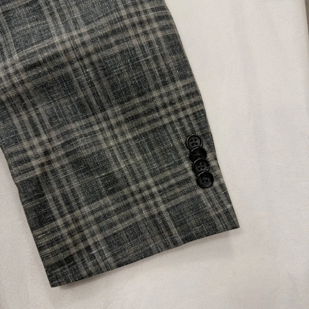 Jos. A. Bank Sport Coat Reserve E. Thomas Silk Wool Linen Plaid Grey Mens 50R